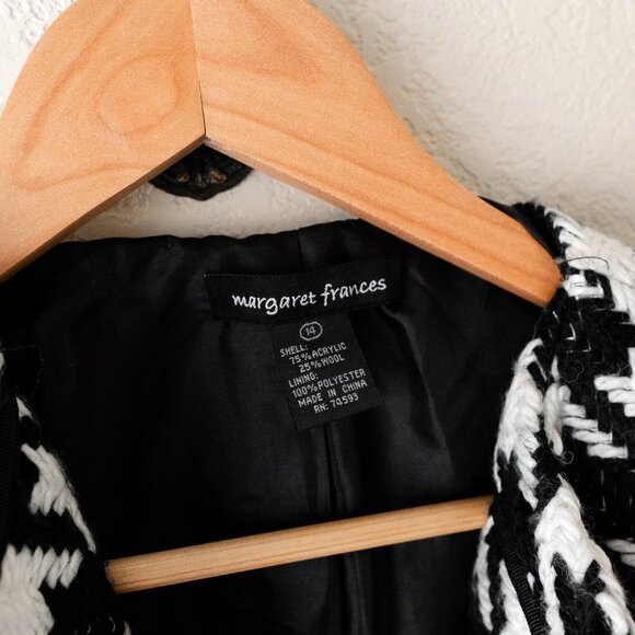 Margaret Frances Houndstooth Coat | Size 14 | Black & White Open Front - Picture 2 of 7